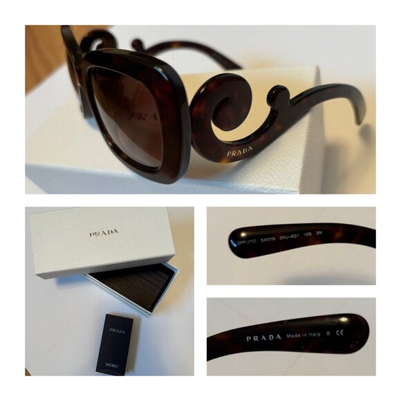 Prada Baroque Sunglasses, PR SPR27O, Brown Tortoisehell Sunglasses, Pre-owned - Picture 5 of 5